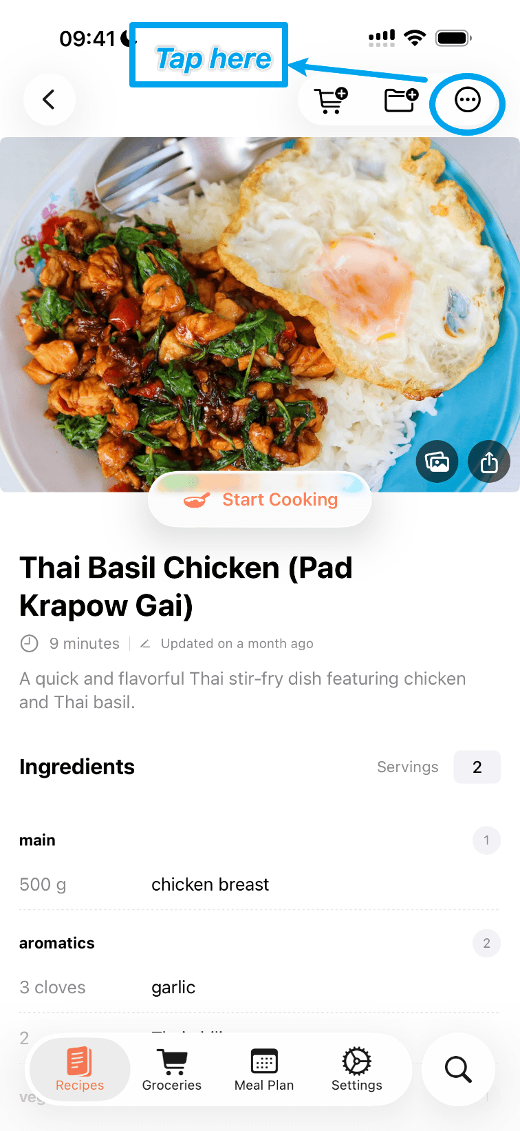 Recipe detail page