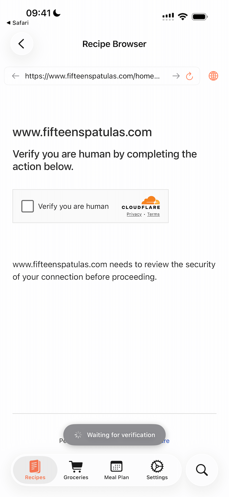 Cloudflare verification prompt