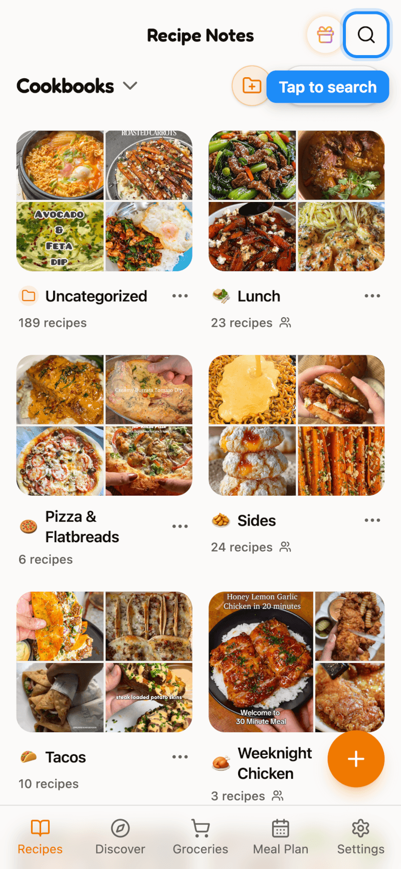 Tap the search button
