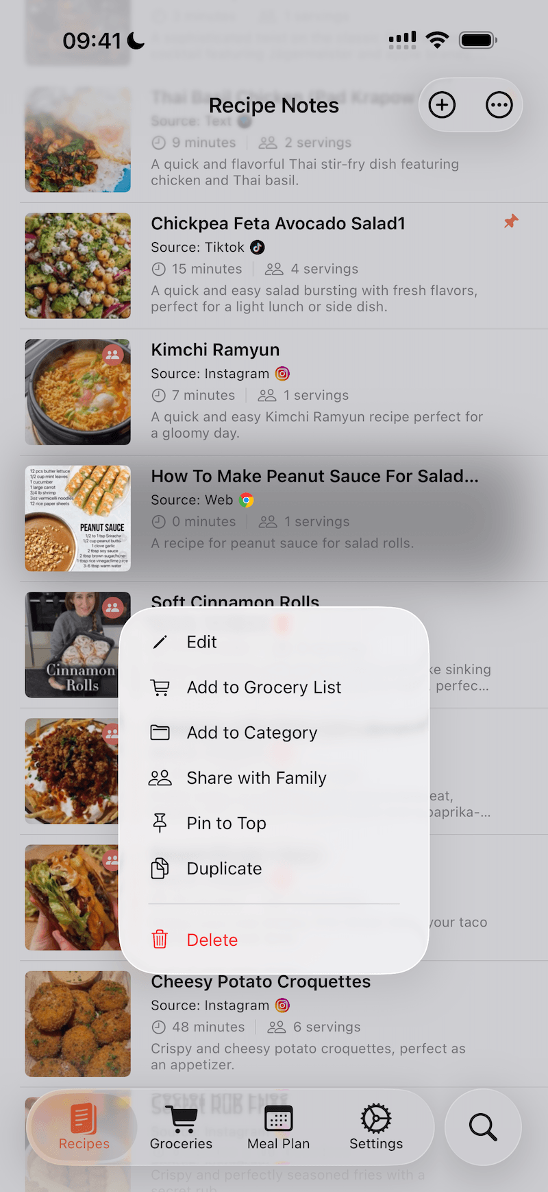 Share a recipe to the family