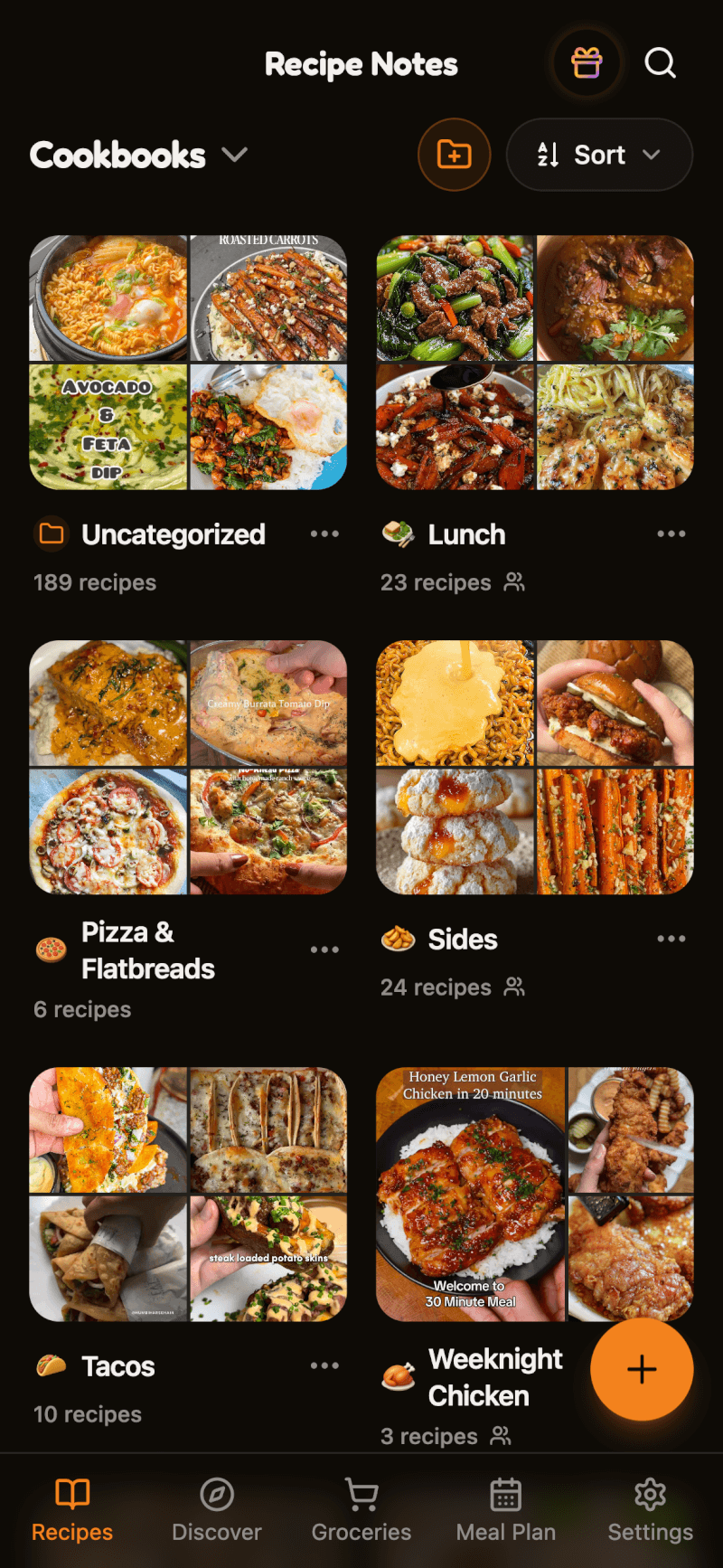 Recipe Notes in dark mode